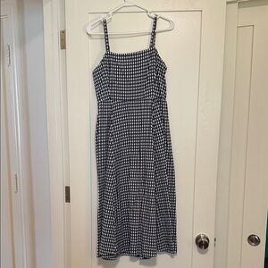 Gap Gingham Midi Dress | Size 10 | Navy & White | Smocked Bodice